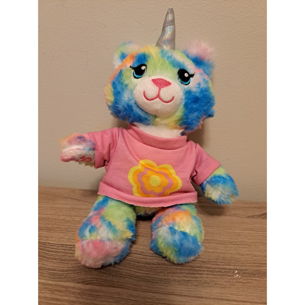 Build A Bear Tie Dye Unicorn Bear Pink Shirt Stuffed Animal Plush Toy